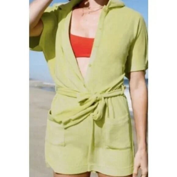Andie The Button Up Romper Blue Women's Size Small Beach Vacation Layer - Picture 7 of 7